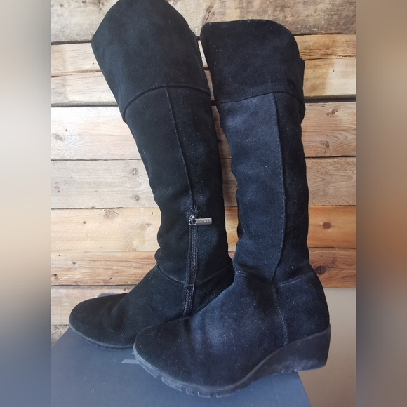 Bandolino Suede Knee High Wedge Boots - Picture 8 of 9